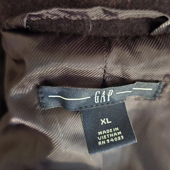 GAP Women's Purple Wool Blend Pea Coat Size XL Jacket Belted 3/4 Sleeve - Picture 10 of 12